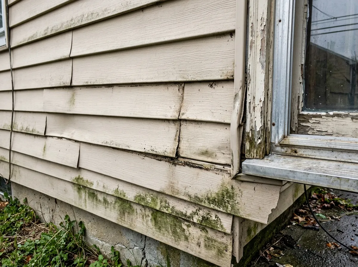 Before: faded peeling siding in Meriden, CT
